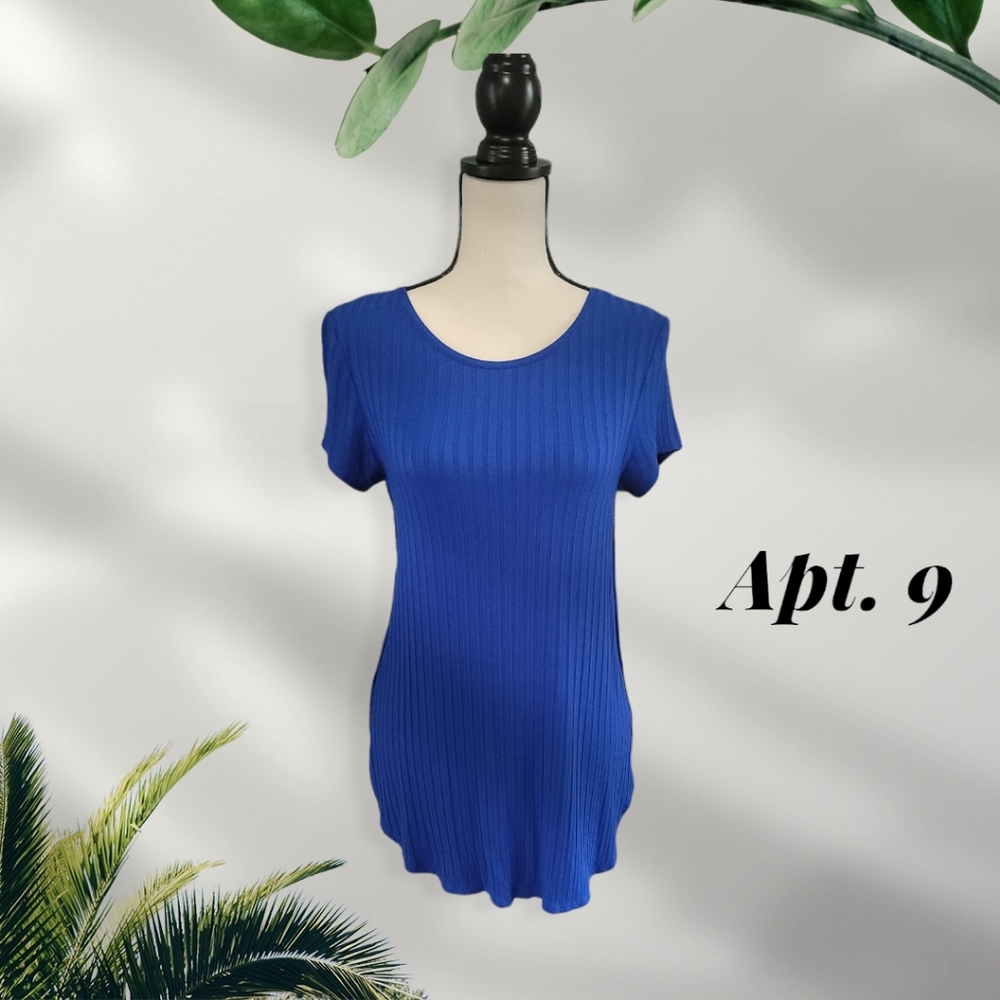 Apt. 9 Blue High Low Tunic Top with Side Split Size Small